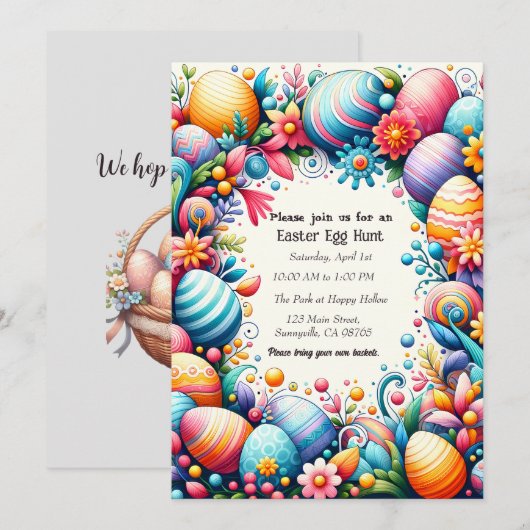 イースター 招待状 (正面/裏面)