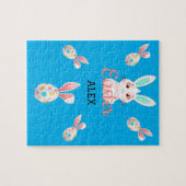 "イースター"斑点のある卵と名前のバニーパズル。 ジグソーパズル (横)