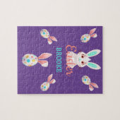 "イースター"斑点のある卵と名前のバニーパズル。 ジグソーパズル (横)