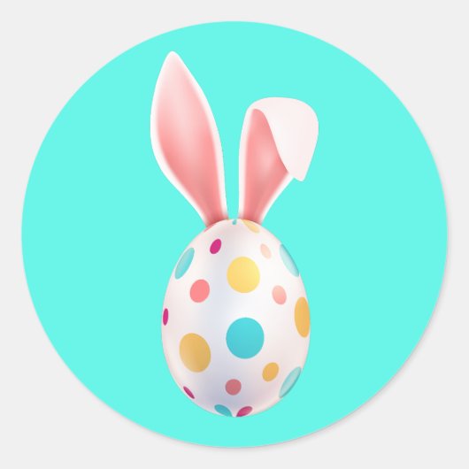 "イースター"斑点の卵とバニーの耳の周クラシックり ラウンドシール (正面)