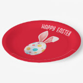 "イースター"斑点の卵とバニー耳紙プレート ペーパープレート (アングル)