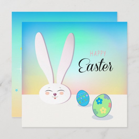 イースター 春の かわいい ウサギ イースターエッグ ハント シーズンカード (正面/裏面)