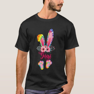 イースター 母の日 Gigi タイ ダイ ウサギ フラワー Tシャツ