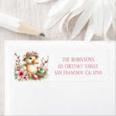 イースター – 水彩アヒルの卵と花 –  ラベル (インサイチュ)