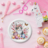イースター – 水彩子猫 –  ペーパープレート (パーティー)