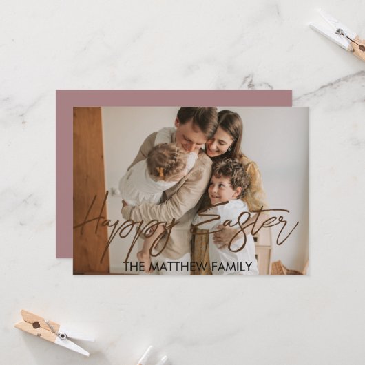 イースター、父エレガント家の書道写真 カード (正面/裏面インサイチュ)