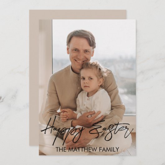 イースター、父エレガント家の書道写真 シーズンカード (正面/裏面)