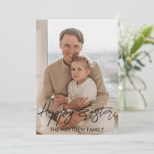 イースター、父エレガント家の書道写真 シーズンカード (スタンド正面)