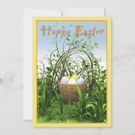 イースター – 牧草地の卵のバスケット 案内状