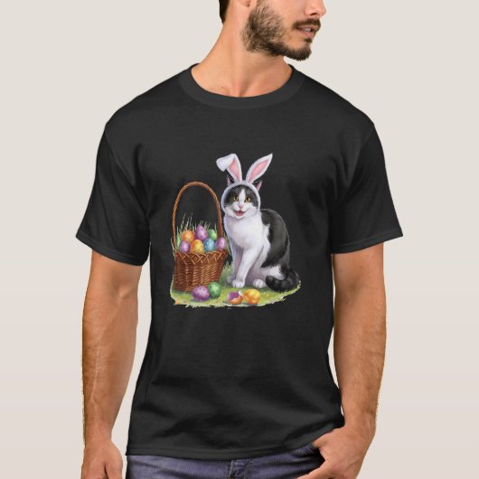 イースター・猫・ウサギ・耳・卵・イースターバニー・メンズW Tシャツ (正面)