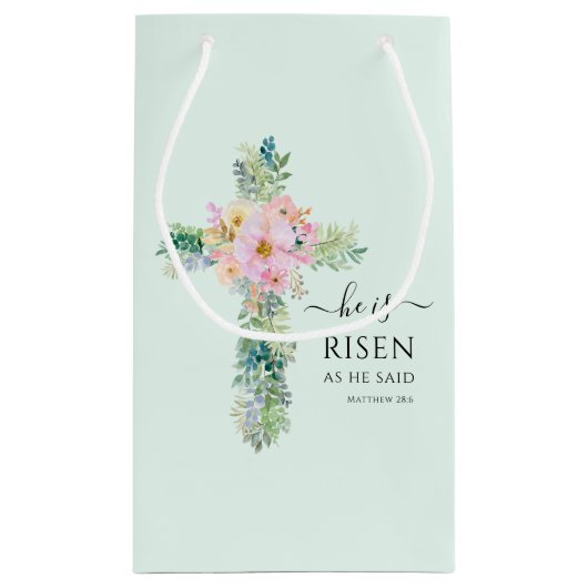 イースター，緑の水彩の十字架に スモールペーパーバッグ (裏面)