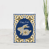 イースター🐇 💙💛美しい青と黄色のアズレホス カード (正面)