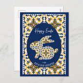 イースター🐇 💙💛美しい青と黄色のアズレホス シーズンポストカード (正面/裏面)