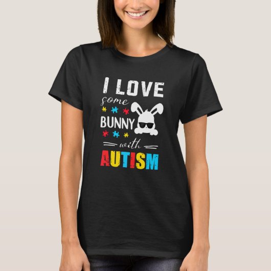 イースター 自閉症のバニー大好き グラフィックTシャツ Tシャツ (正面)