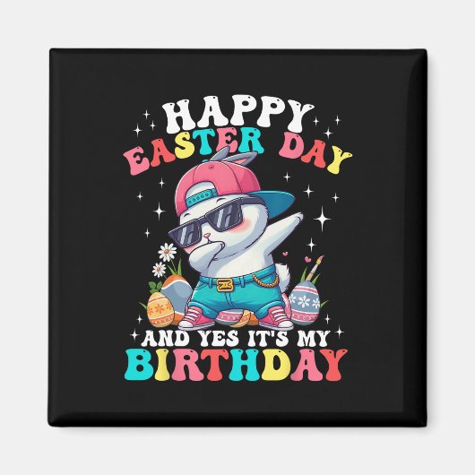 イースター&誕生日をお祝いします ウサギの卵 マグネット (正面)