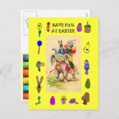 イースター – 象が卵を産む シーズンポストカード (正面/裏面)