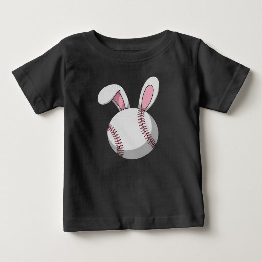 イースター 野球 バニー かわいい ウサギ 耳 ベビーTシャツ (正面)