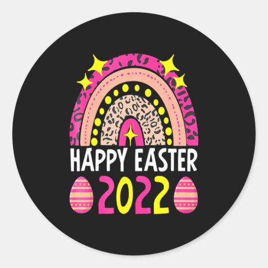 イースター 2022 虹色 かわいい ハッピー イースター 2022 女性 ラウンドシール (正面)