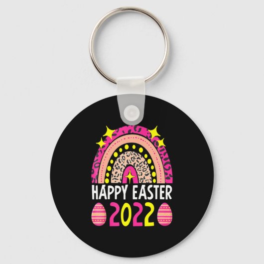 イースター 2022 虹 かわいい ハッピー イースター 2022 女性 キーホルダー (正面)