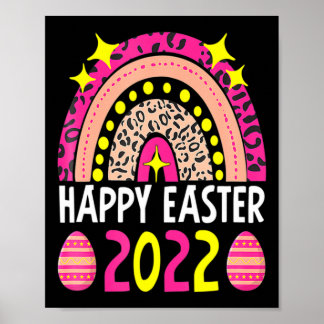 イースター 2022 虹 かわいい ハッピー イースター 2022 女性 ポスター
