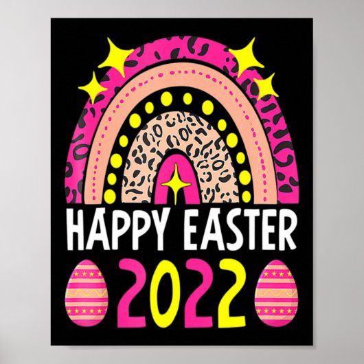 イースター 2022 虹 かわいい ハッピー イースター 2022 女性 ポスター (正面)