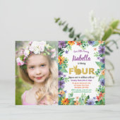 イースター 4歳の誕生日パーティーの写真招待状 招待状 (スタンド正面)