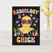 イースター Radiology ニワトリ 放射線技師 放射線科医 イースターエッグ カード (黄色い花)