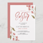 イースター Sunday お祝い 春の花 招待状 (正面/裏面)