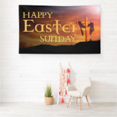 イースター Sunday 昇る太陽と十字架のデザイン 横断幕 (インサイチュ)