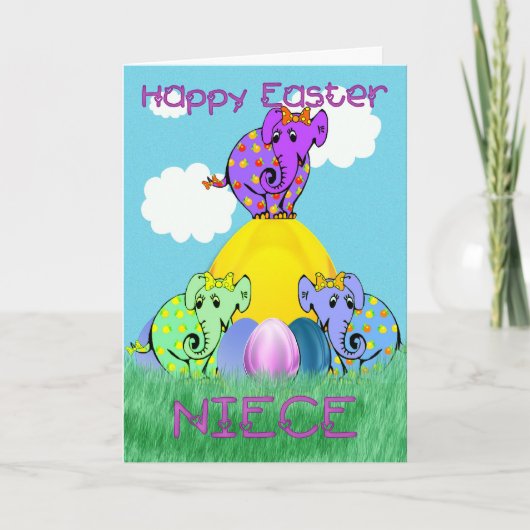 イースターeの象と姪のためのイースターカード シーズンカード (正面)