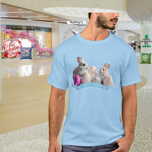 イースターTシャツ2羽うさぎとイースターエッグ Tシャツ