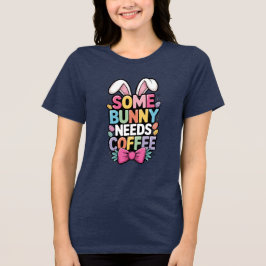 イースターTシャツ ふざけたウサギ コーヒー好き トライブレンドＴシャツ