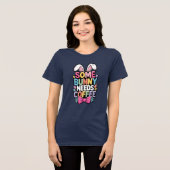 イースターTシャツ ふざけたウサギ コーヒー好き トライブレンドTシャツ (正面全面)