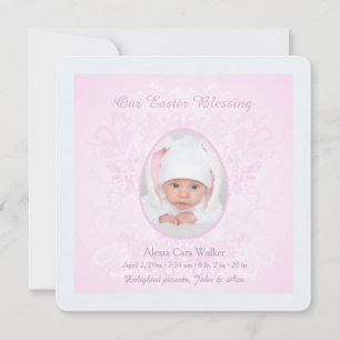 イースタ賛美ーのピンク写真誕生のお知らせ シーズンカード