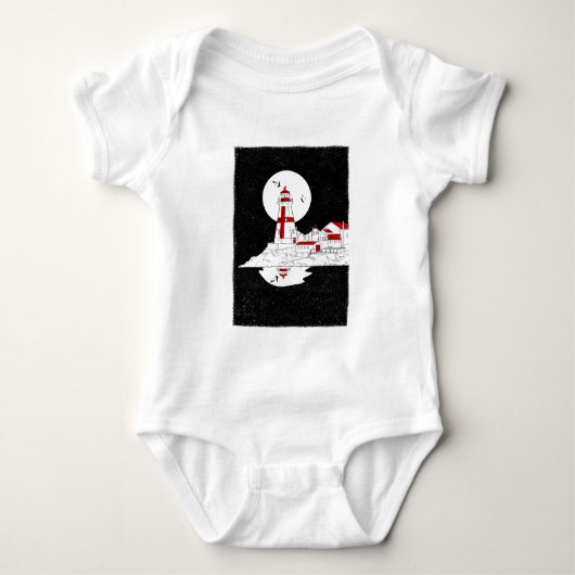 イーストクオディヘッドライトハウスフラットシャツ ベビーボディスーツ (正面)
