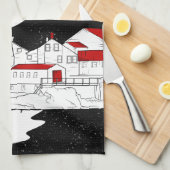 イーストクードディヘッドライトハウスフラット キッチンタオル (四つ折り)