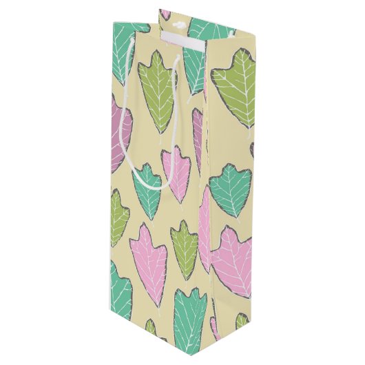 イーストコンテンポラリーオーク葉パターン抱き枕 ワインギフトバッグ (正面アングル)