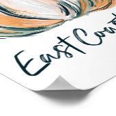 イーストコーストガール水色カボチャ秋感謝祭 ポスター (角)