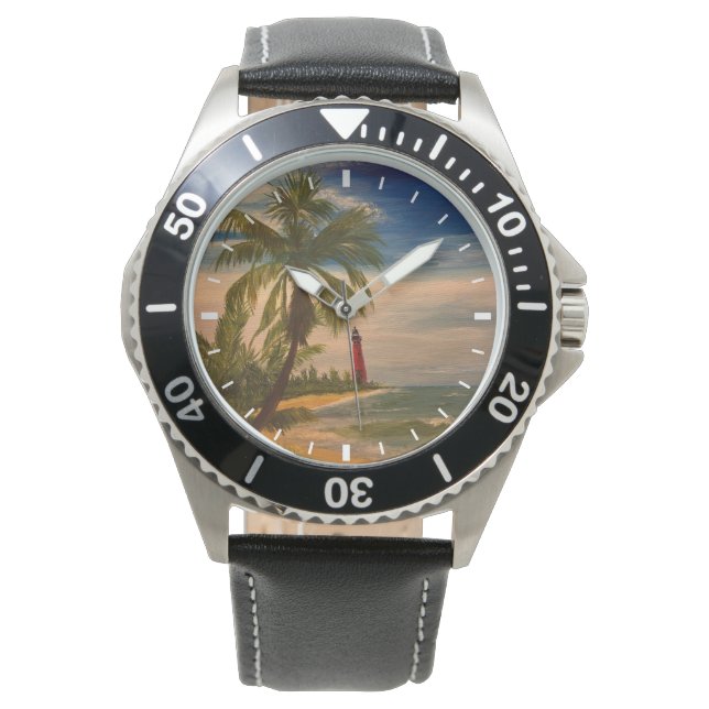 イーストコーストビーチとライトハウス、Gary Poling著 腕時計 (正面)
