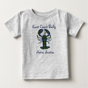 イーストコーストベビーロブスターノバスコシアタータンチェックカナダ ベビーTシャツ