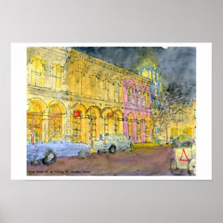 イーストシックス通りアットトリニティ通り，オースティン，テキサス州 ポスター