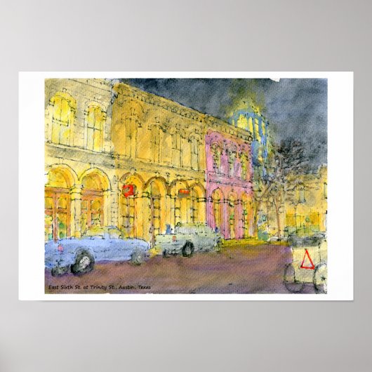 イーストシックス通りアットトリニティ通り,オースティン,テキサス州 ポスター (正面)