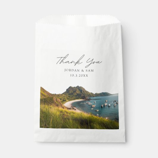 イーストヌサテンガラ結婚式の引き出物写真ありがとう フェイバーバッグ (正面)