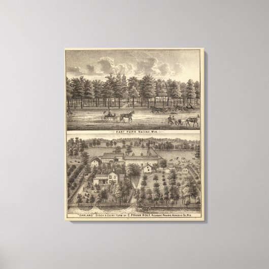 イーストパーク、レーシンとオークランドファーム キャンバスプリント (正面)