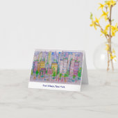 イーストビレッジ、ニューヨーク、スカイライン、通りシーン カード (黄色い花)