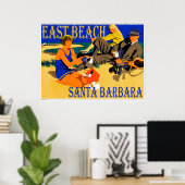 イーストビーチサンタバーバラカリフォルニアレトロビーチ ポスター (ホームオフィス)