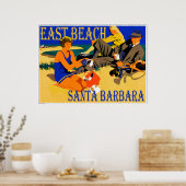 イーストビーチサンタバーバラカリフォルニアレトロビーチ ポスター (キッチン)