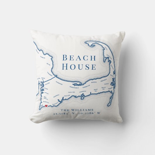 イーストファルマスMAケープコッドビーチハウスフォト クッション (正面)