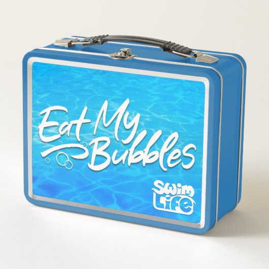 "イーストマイバブル"プールクールカラー泳ぐ人生 メタルランチボックス (正面)