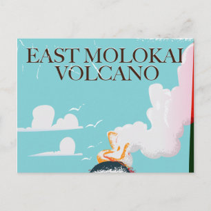 イースト・モロカイ火山 ビンテージ ハワイ 旅行 ポスター ポストカード